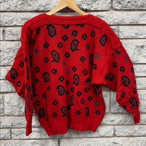 Vintage Unique Red Patterned Women's Sweater